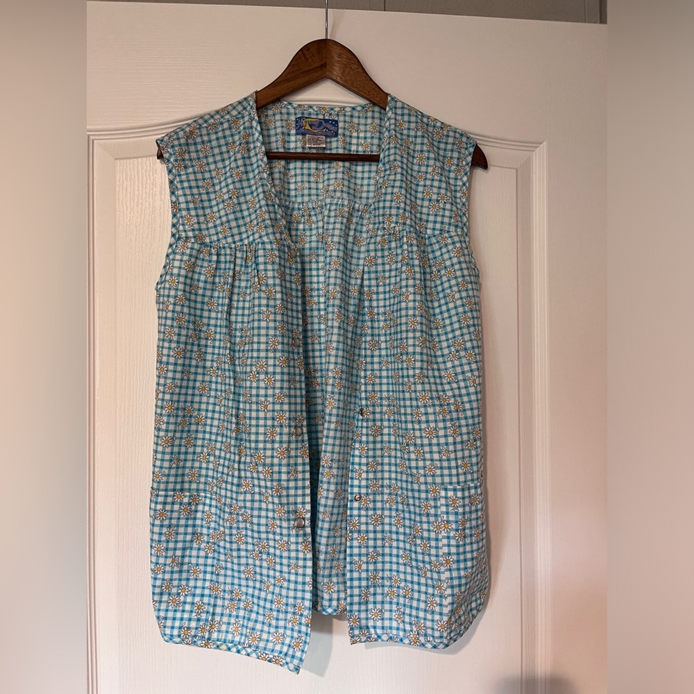 Moon Dance vintage smock flower blue pearl button size medium women’s